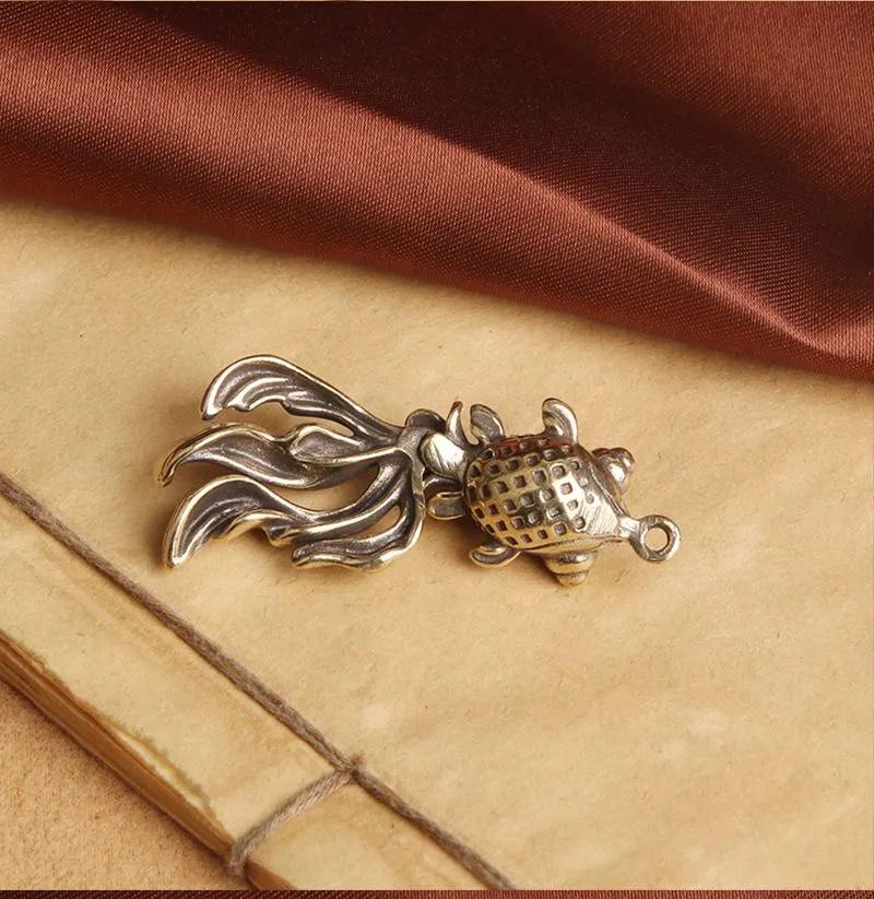Brass Fish Keychain Antique  Fish Car Keychain Accessories Pendant Ornament