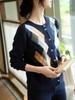 Cardigan da Donna in Cashmere Color Block Girocollo - Moda Autunno/Inverno Maglione Lavorato a Maglia a Scacchi a Rombo