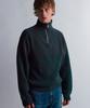 MOONSUN Essential_Unisex Mss Argyle Hole Half Zip Up Knit [Dark Green]