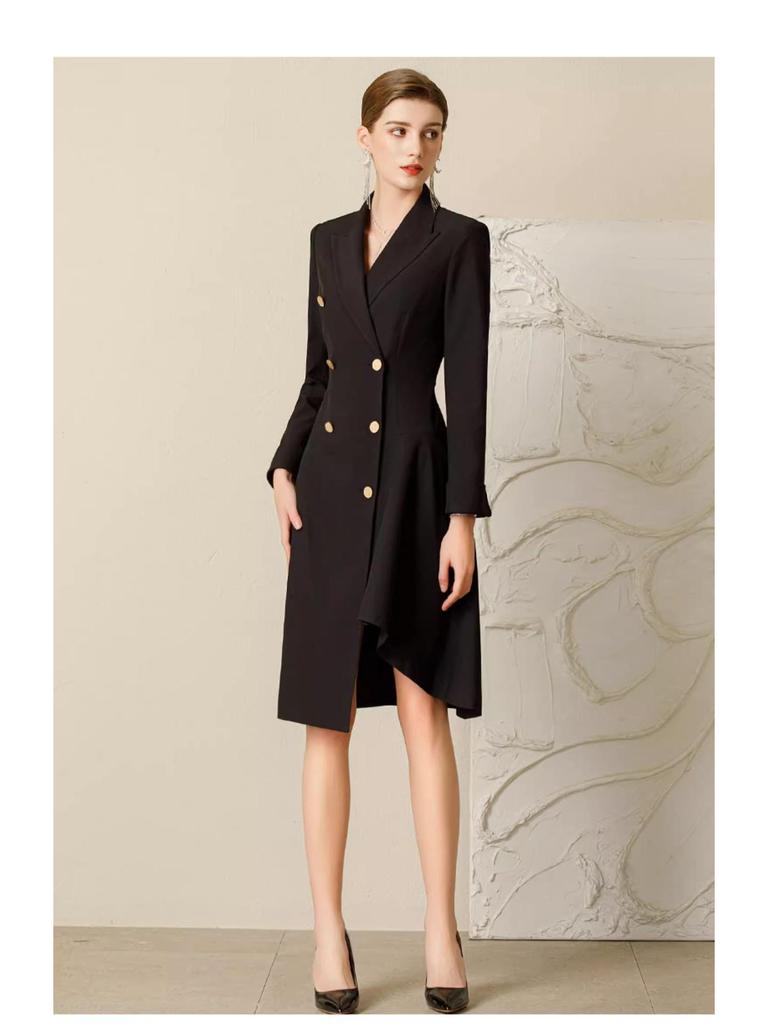 Damen Schwarzes Slim Fit Asymmetrisches Formelles Kleid für Professionelle und Formelle Anlässe