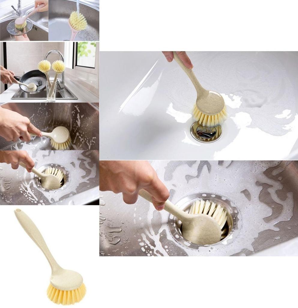 Versatile Long Handle Kitchen Cleaning Brush Perfect For Dish Washing And Pot Care