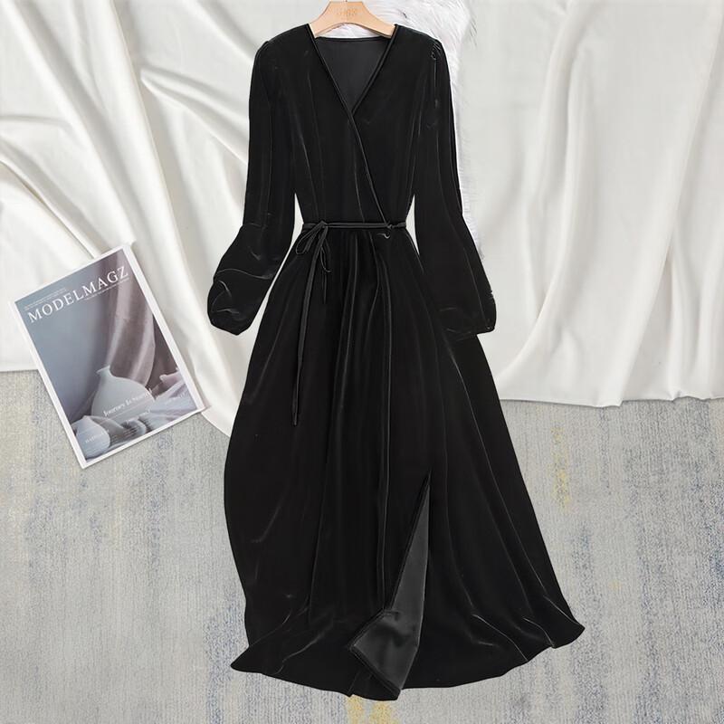 

Бархатное миди-платье Silkbay с V-образным вырезом и разрезом M