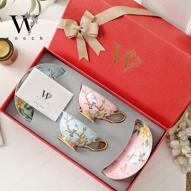 WOOCH Good News Ceramic Couple Cup & Saucer Gift Set