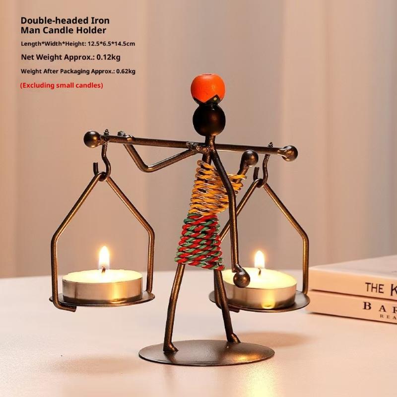 Nordik Şamdan Demir Yaratıcı Retro Masaüstü Süsü Mumluk Soyut El Sanatları Ev Bar Dekorasyonu