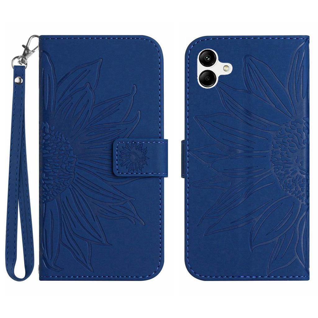HT04 For Samsung Galaxy A06 4G Case Sunflower Leather Wallet Phone Cover with Wrist Strap