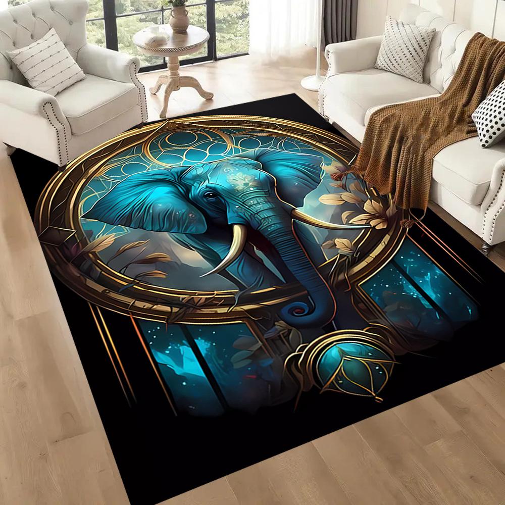 Colorful Elephant Artwork Floor Mats for Living Room, Bedroom and Room Decoration Are Suitable for Gifts.