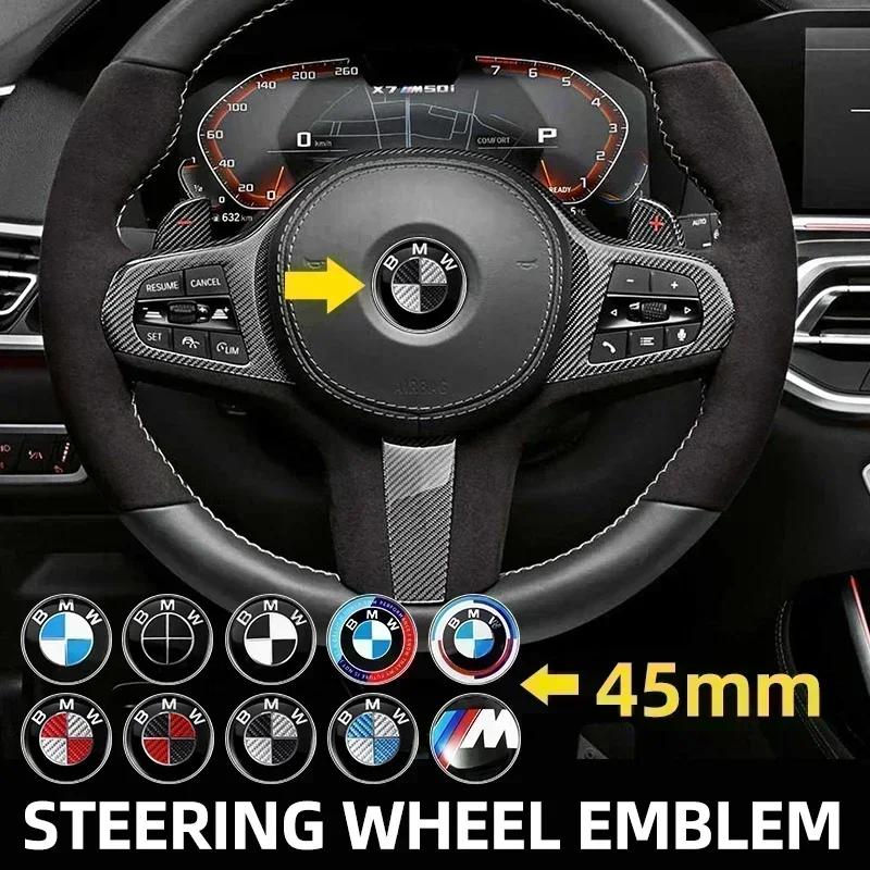 1 vnt. 45 mm automobilio vairo emblema Lipdukas Auto-Styling BMW E36 E46 E53 E90 E60 E61 E93 E87 X1 X3 X5 X6 F30 F20