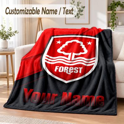 Custom Text Flannel Blanket Nottingham Forest FC Print Warm Cozy Blanket Home Sofa Bedding