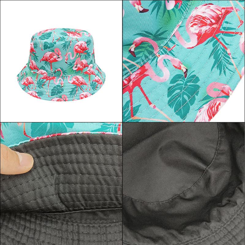 New printed flamingo bucket hat wind trend pot hat versatile personality small face sun protection hat