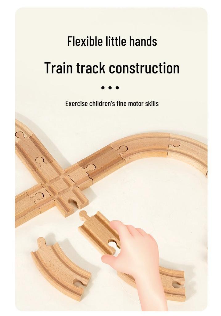 Wooden 3D Train Track Toy Set for Children