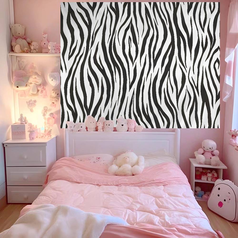 Black White Print Zebra Printed Large Wall Tapestry Indian Buddha Wall Decoration Witchcraft Bohemian Hippie Wall Art Decor