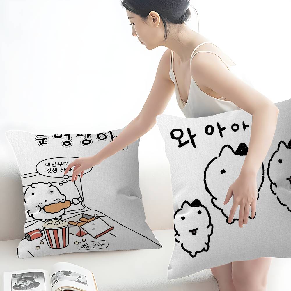 N-Neujeok Pillow Covers Cartoon Sofa Decorative Home Double-sided Printing Short Plush Cute Cushion Cover