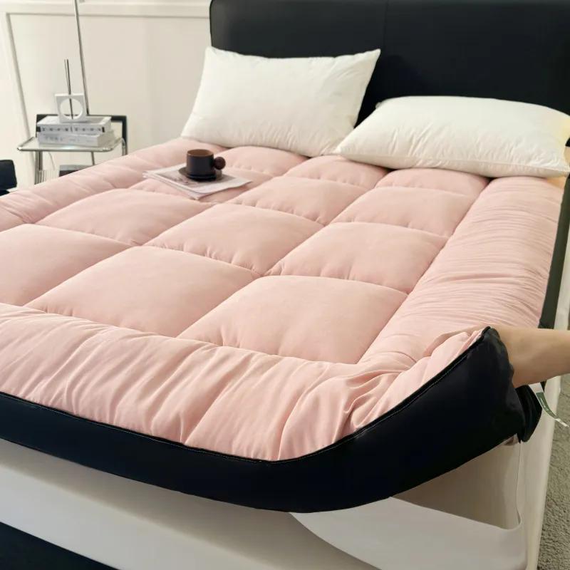 WTEMPO Warm Winter Single Double Student Dormitory Mattress Solid Color Soft Thickened Plush Mattress Home Tatami Double-sided Bed Mattress Quilts