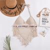 Lace-up Neck Small Vest, Sling Women's Summer Short Style with Chest Pad Inside, Backless Hollow Tube Top Embroidered Vest