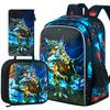 3PCS Backpack for Boys, 16 Inch Dinosaur Preschool Bookbags, Cool Elementary Kindergarten School Backpacks