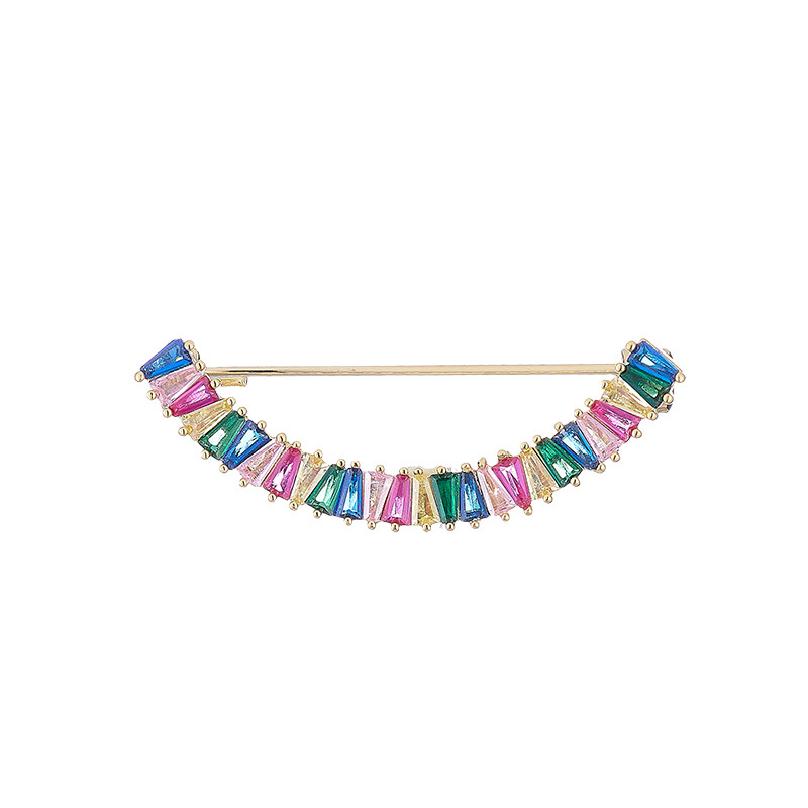 Healing Smile T Zircon Brooch High-end Elegant Dress Waist Cinching Magic Anti-exposure Pin Clothing Fixing золотой
