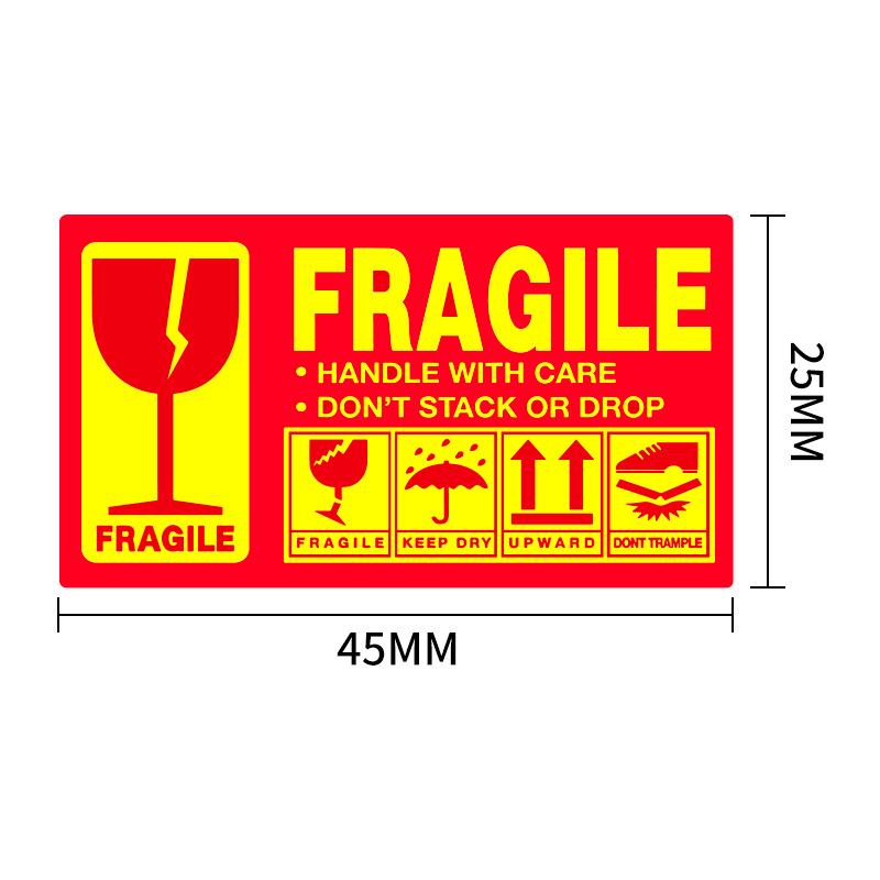 250 samoprzylepnych naklejek „Ostrożnie” - Traktować ostrożnie/Nie otwierać - Angielskie etykiety ostrzegawcze w stylu miedziorytu