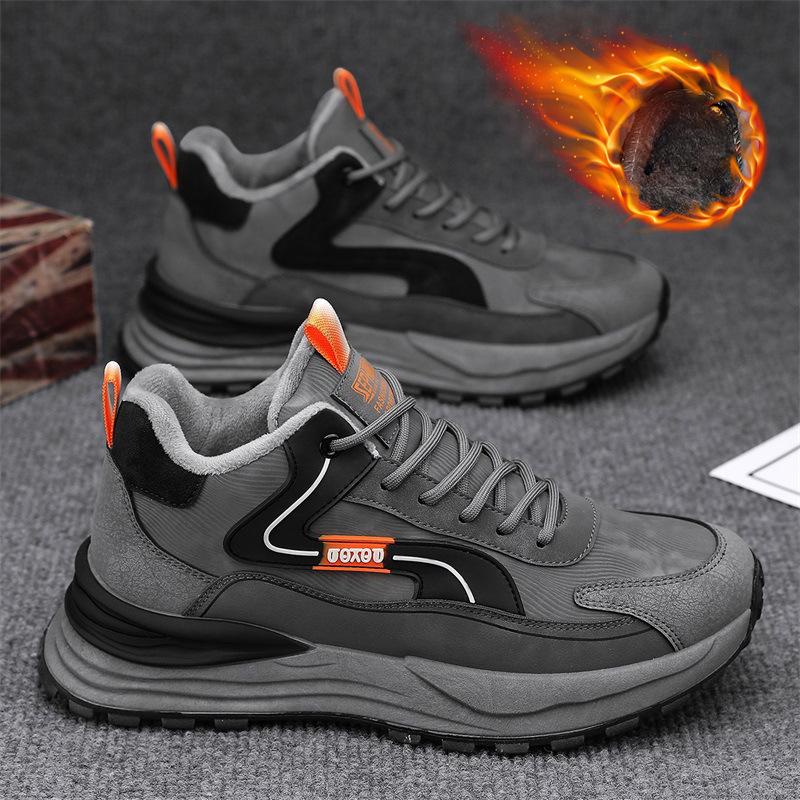 Fashion Men Sneakers Fashion 2025 Winter New Cotton Shoes Anti Slip Comfort Male Students Running Thick Soled Lace Up Casual Shoes