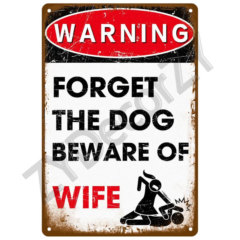 Plaque Tin Sign Plate Home Wall Decor For Bar Club Man Cave Art Warning Metal Sign Vintage Danger Beware Painting Poster Gift