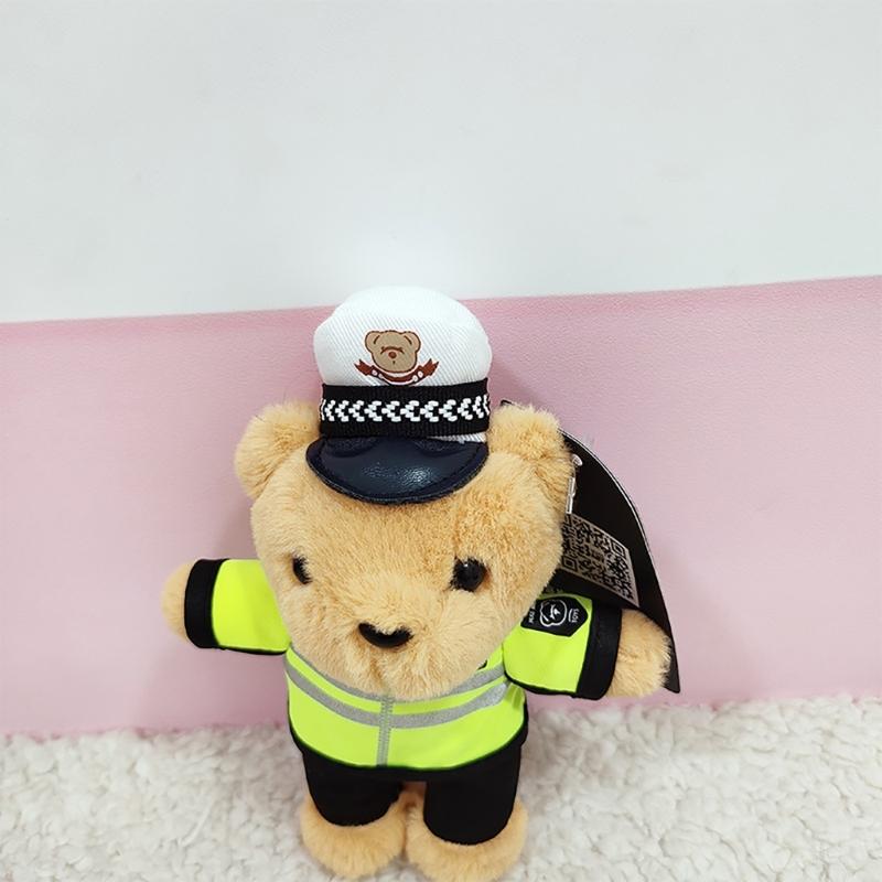 Cute Polices Bear Keychain Charm Unique Polices Bear Key Chain Soft Plush Keyrings Bag Decoration for Everyday Use