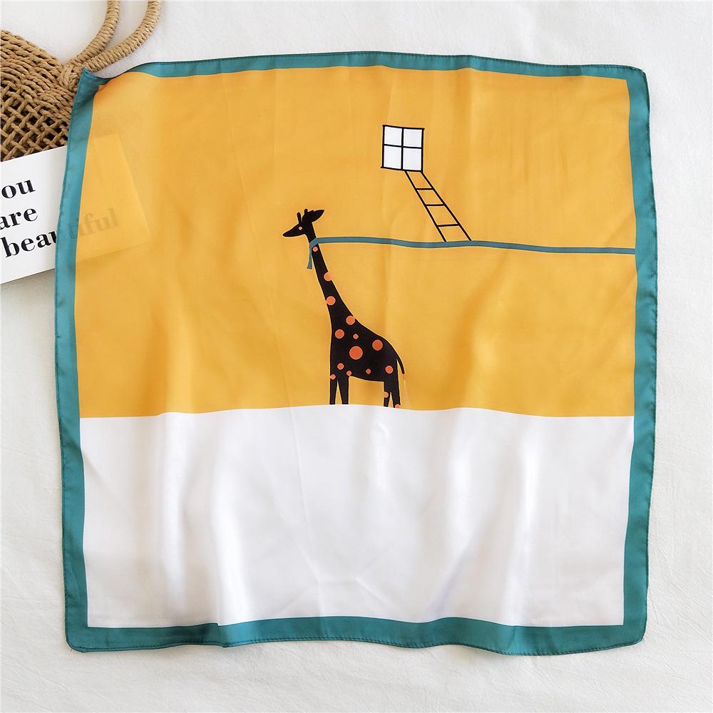 53cm Silk Square Scarf for Women: Elegant Korean Design for Spring, Summer, Autumn - Fashionable Digital Print Headscarf