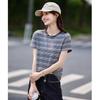 Women's Striped Color Block Round Neck T-Shirt