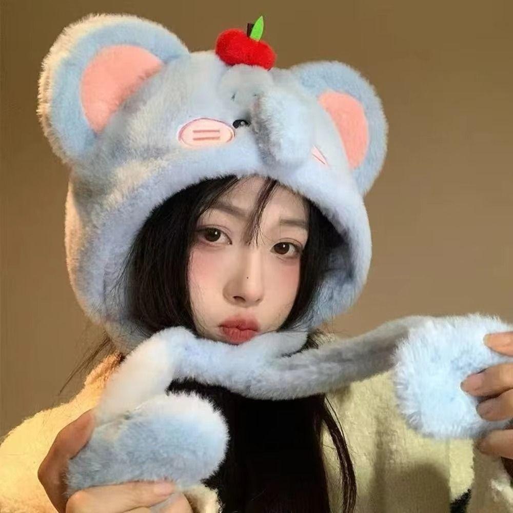 Ski Caps Cute Ear Protection Hat Cartoon Korean Style Pullover Hats Windproof Comfortable Elephant Warm Hat Girls