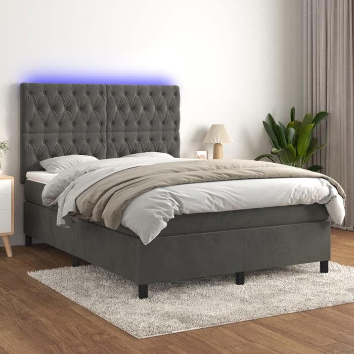VidaXL Sommier à Lattes de Lit avec Matelas et LED, Lit Rembourré, Lit Double, Lit Adulte de Chambre à Coucher Intérieur, 3136306