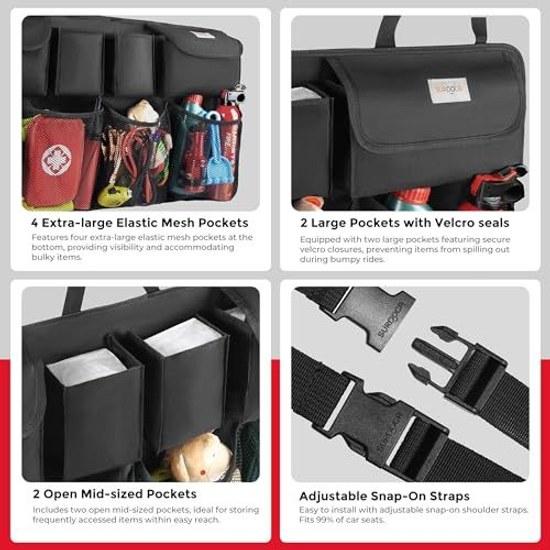 Trunk Storage - SURDOCA Car Pocket Seat Back Large Capacity Stable Design Velcro Wear-Resistant Easy Installation Suitable Medium Small Vehicles such