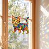 Cat Stained Glass Style Suncatcher, Acrylic Pendant with Metal Chain, Easy Hang Window Decoration, Rainbow Mosaic Light Catcher for Home Wall Porch