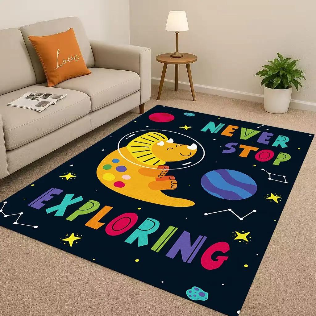 2026 New Space Dinosaur Cartoon Dino Art Living Room Non-Slip Area Rug Carpet for Bedroom Kids Playroom Sofa,Home Decor Doormat