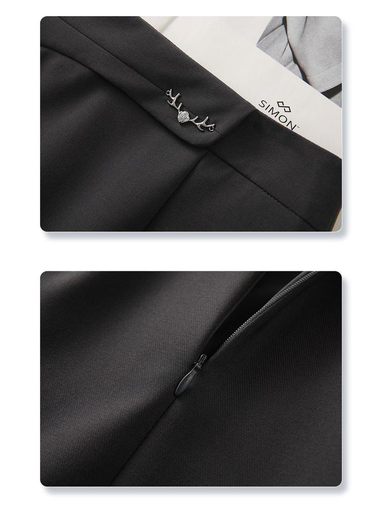 Women's Gray High-Waist Slit Bodycon Midi Skirt - 2025 Spring/Autumn Collection