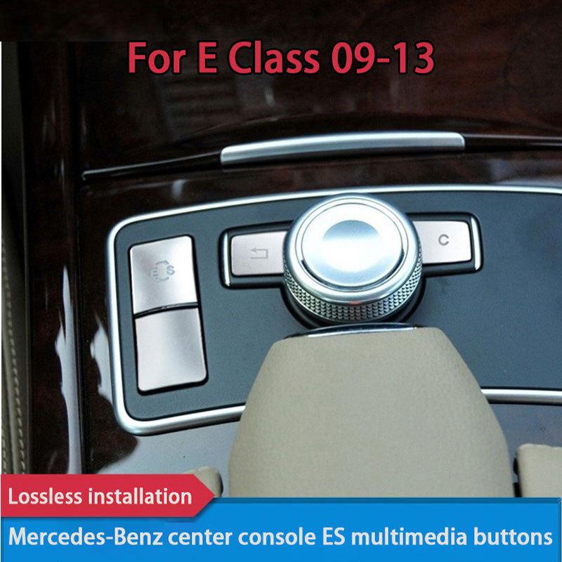 4pcs For Mercedes Benz E Class W212 2009 2010 2011 2012 2013 Car Center Console ES Buttons Multimedia Button Cover Trim Stickers