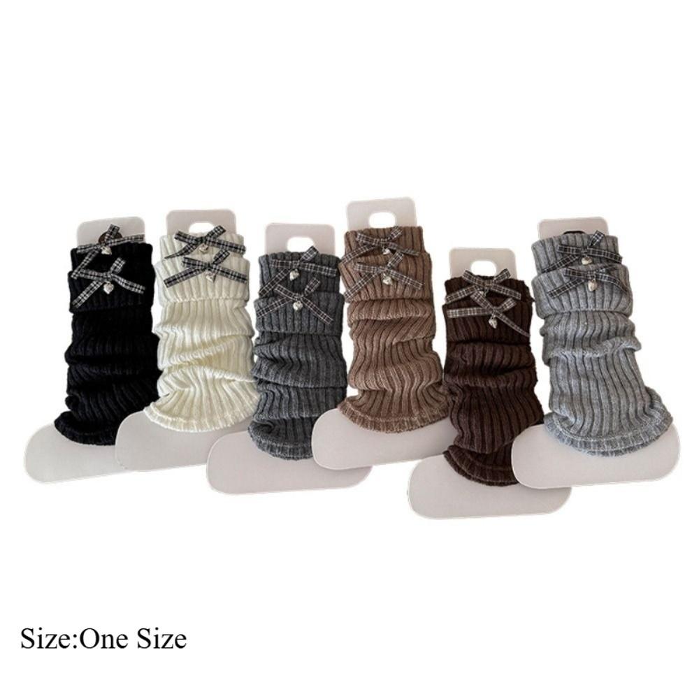 Kawaii High Elastic Kids Leg Warmers Bow Trim Sweet Style Lolita Style Socks Knitted Long Stockings Children Wear