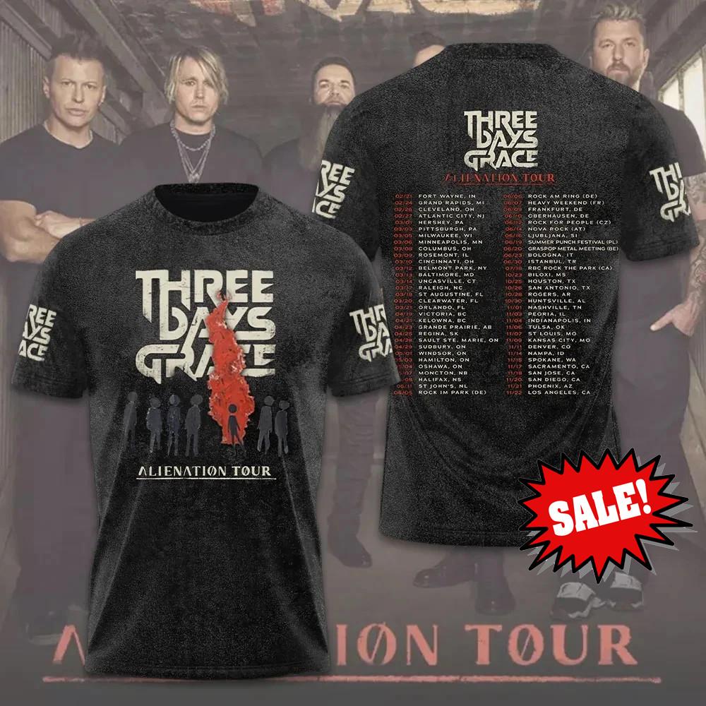 NEW Three Days Grace Alienation Tour 2026 3D T-Shirt US252 M