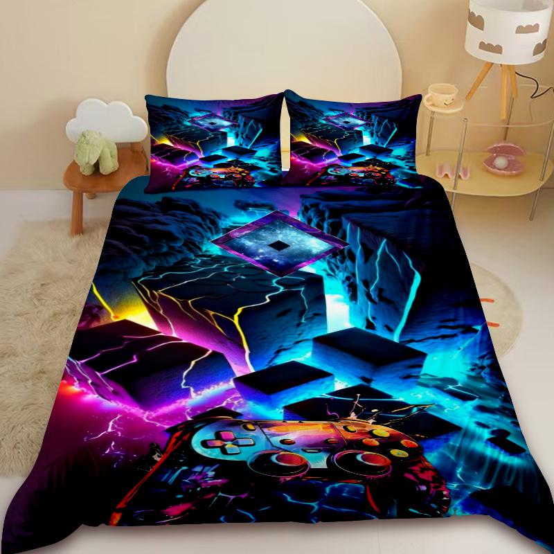 

3pcs Duvet Cover Set Roblox Cartoon Boys Kids Bedding Set Anime Comforter Cover Soft Bedroom Decor Birthday Gifts 135x200cm
