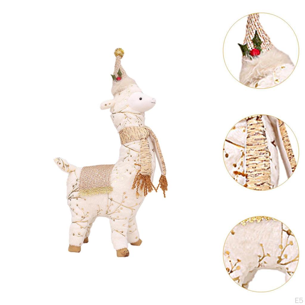 Alpaca Figurine Ornament Doll Christmas Standing for Office Holiday