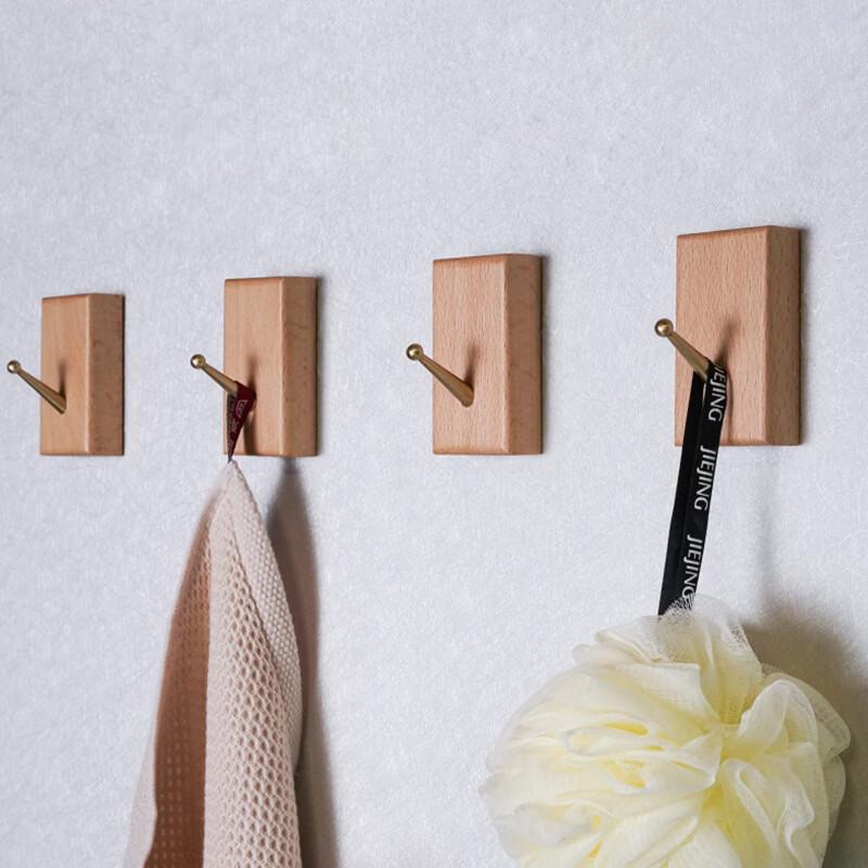Square Solid Walnut Wood Bathroom Wall Hook