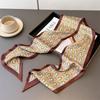 Women Silk Printed Design Scarf Shawl  Luxury Long Narrow Small Silk Scarves Ladies Headband Headscarve