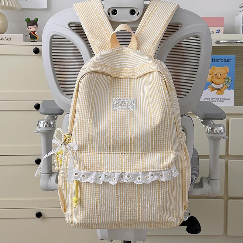 School bag new style for women, INS large capacity high school student leisure travel backpack, candy color-block, sweet style backpack