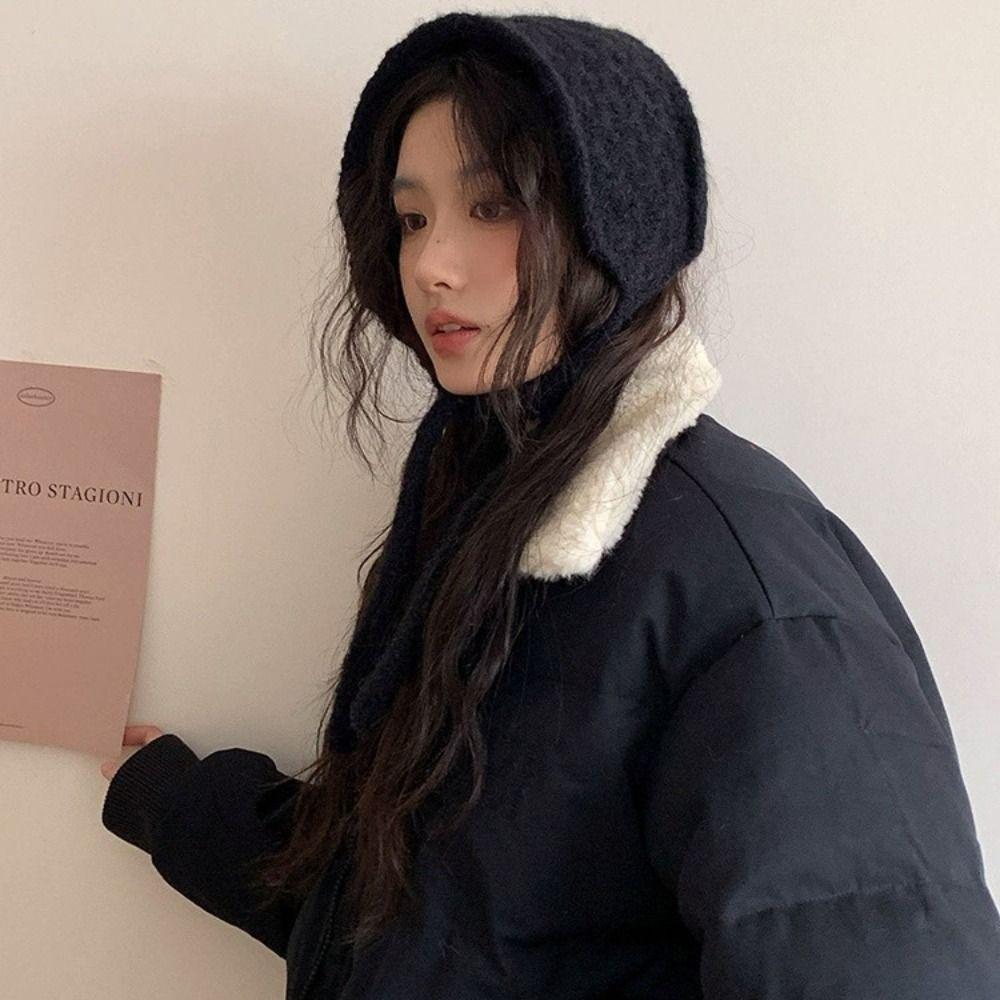 Thickening Knitted Earmuffs Solid Color Earlap Warmer Personality Wool Strappy Ear Muff  Girls