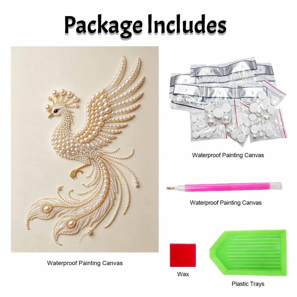 5D DIY Pearl Diamond Painting Kit Majestic Phoenix Full Drill Embroidery Mosaic Art Home Wall Decor Gift