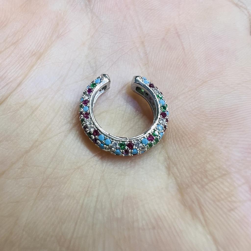 Bead Buckle Jewelry Micro-Inlaid Colored Diamond Ear Bone Clip Color Zirconium Simple Ear Clip Earrings Copper 18K Gold-Plated Ve131