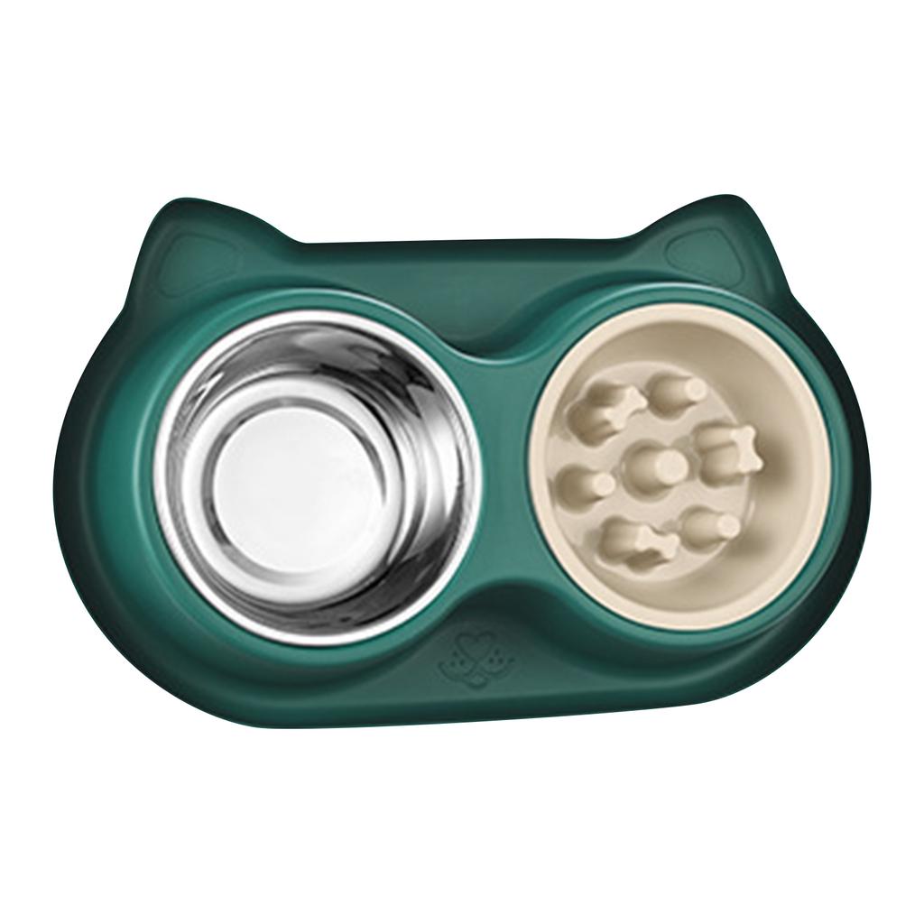 Double Dog Food Bowls - Stainless Steel Water Dish,2-in-1 Detachable Slow Feeder & Standard Bowl Extra-Large Capacity Dog