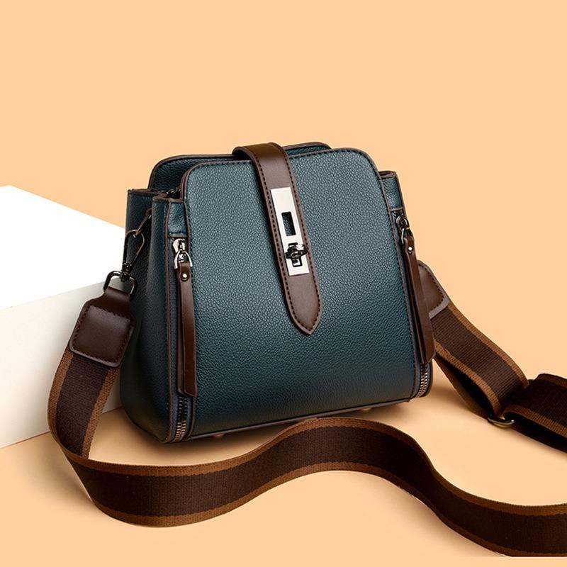 Shoulder Bag Women's Summer New Trendy Fashion Versatile Soft Leather Bucket Bag Multi-layer Large-capacity Portable Messenger Bag