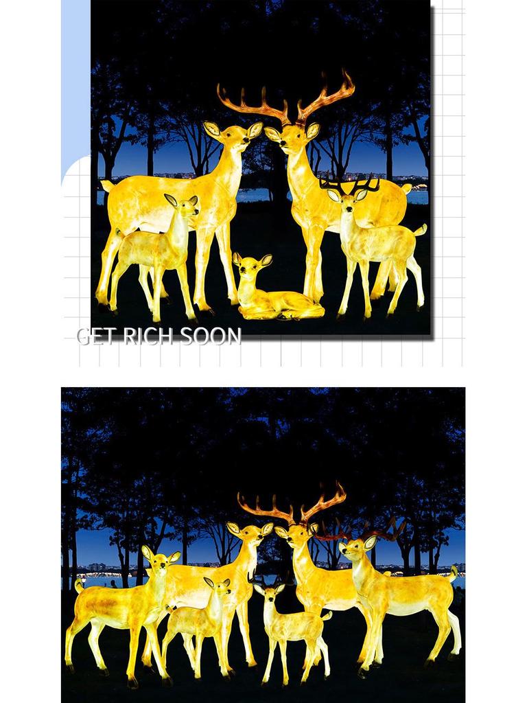 Luminous Fiberglass Sika Deer Sculpture for Garden Lawn Decoration