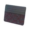 Inden Card Case Slim Thin Deer Leather Rose Pattern 2530-06-176 Purple X Black Lacquer 8 Card Pockets 1 Pocket Made In Japan