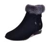 New Comfortable Low-heeled Small Short Boots, Fleece Autumn and Winter Fluffy Shoes, Round Head Suede Matte Soft Leather and Ankle Boots
