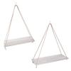 2pcs Wooden Wall Storage Rack Sling Rope Hanging Plant Flower Pot Shelves Home Decorations