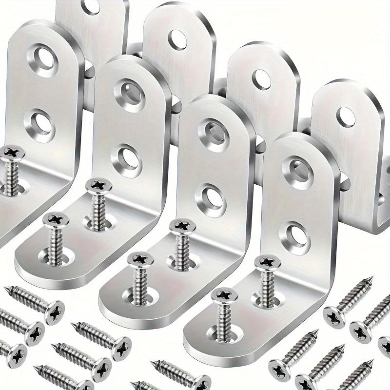 Stainless Steel L-Bracket Set - 1.57x1.57 Inch Angle Iron Fixtures for Wood Shelves, Chairs, Tables, Dressers